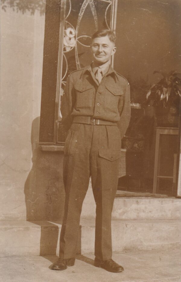 Posed photograph of Royal Signalman Edmund Lowry “Eddy” Priestly in uniform.