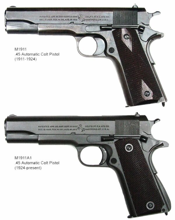 Photo: .45 caliber M1911 semi-automatic pistols.