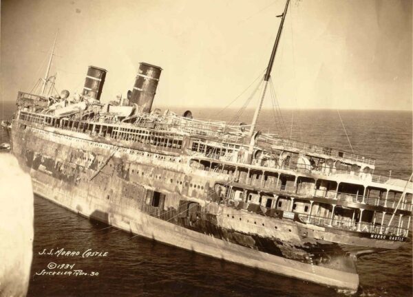 Photo: Burned up wreckage of passenger ship Morro Castle run aground.