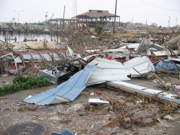 Photo: Coast Guard Station Gulfport Mississippi in ruins following Hurricane Katrina.