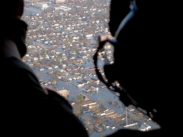 Photo: A view of the flooding in New Orleans from the perspective of a helicopter.