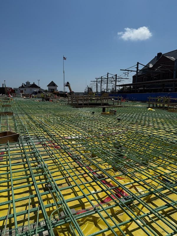 Photo: Rebar has been placed in preparation for the final foundation cement pour at the construction site of the National Coast Guard Museum in New London, Connecticut.