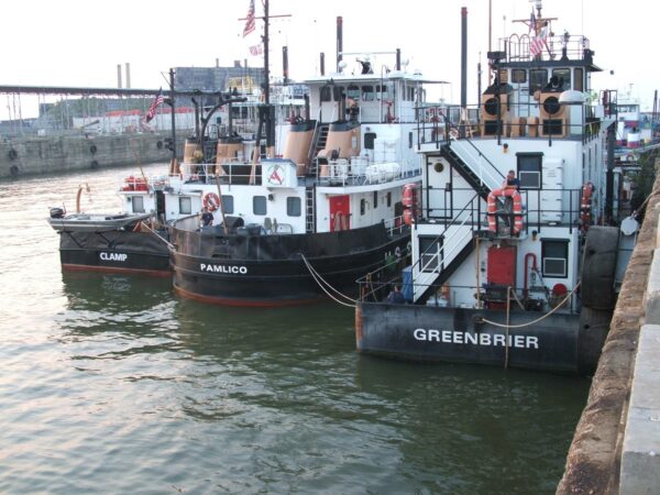 Photo: Tenders Clamp, Pamlico and Greenbrier docked.