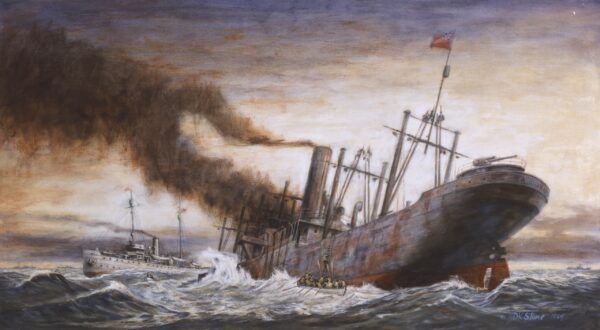 Painting of the SS Wellington with Seneca in the background. This rescue effort is the most honored combat-related operation in Service history.
