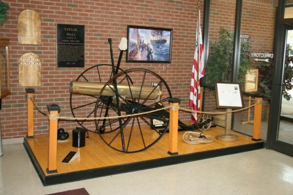 Photo: a boat howitzer on display.