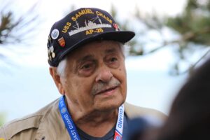 Color photo of Frank DeVita during a visit to Normandy later in life.