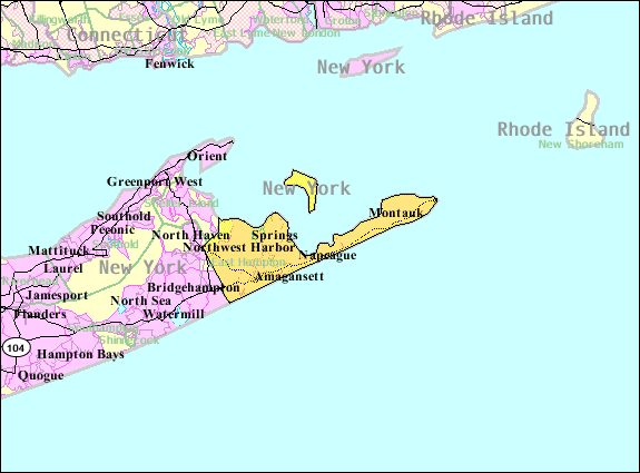 Map: Amagansett on Long Island.