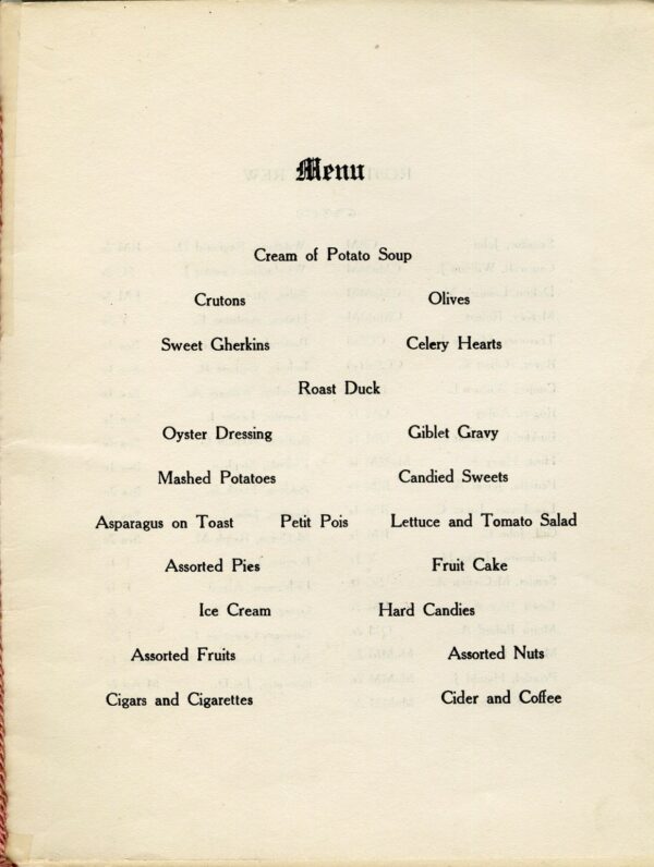 Menu of courses