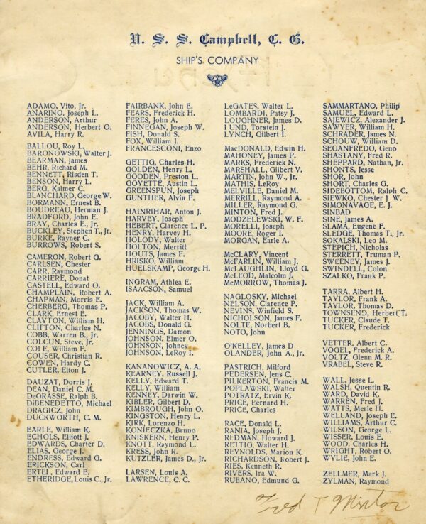 Crew list of the Coast Guard Cutter Campbell (WPG-32)