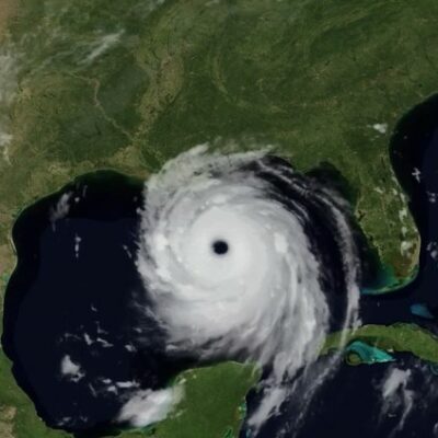 Screen capture of Hurricane Katrina satellite time-lapse video.