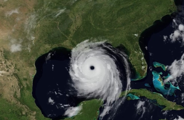 Screen capture of Hurricane Katrina satellite time-lapse video.